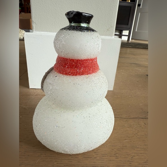 Pottery Barn Vintage Glitter Snowman 7in Holiday Candle - Picture 2 of 5